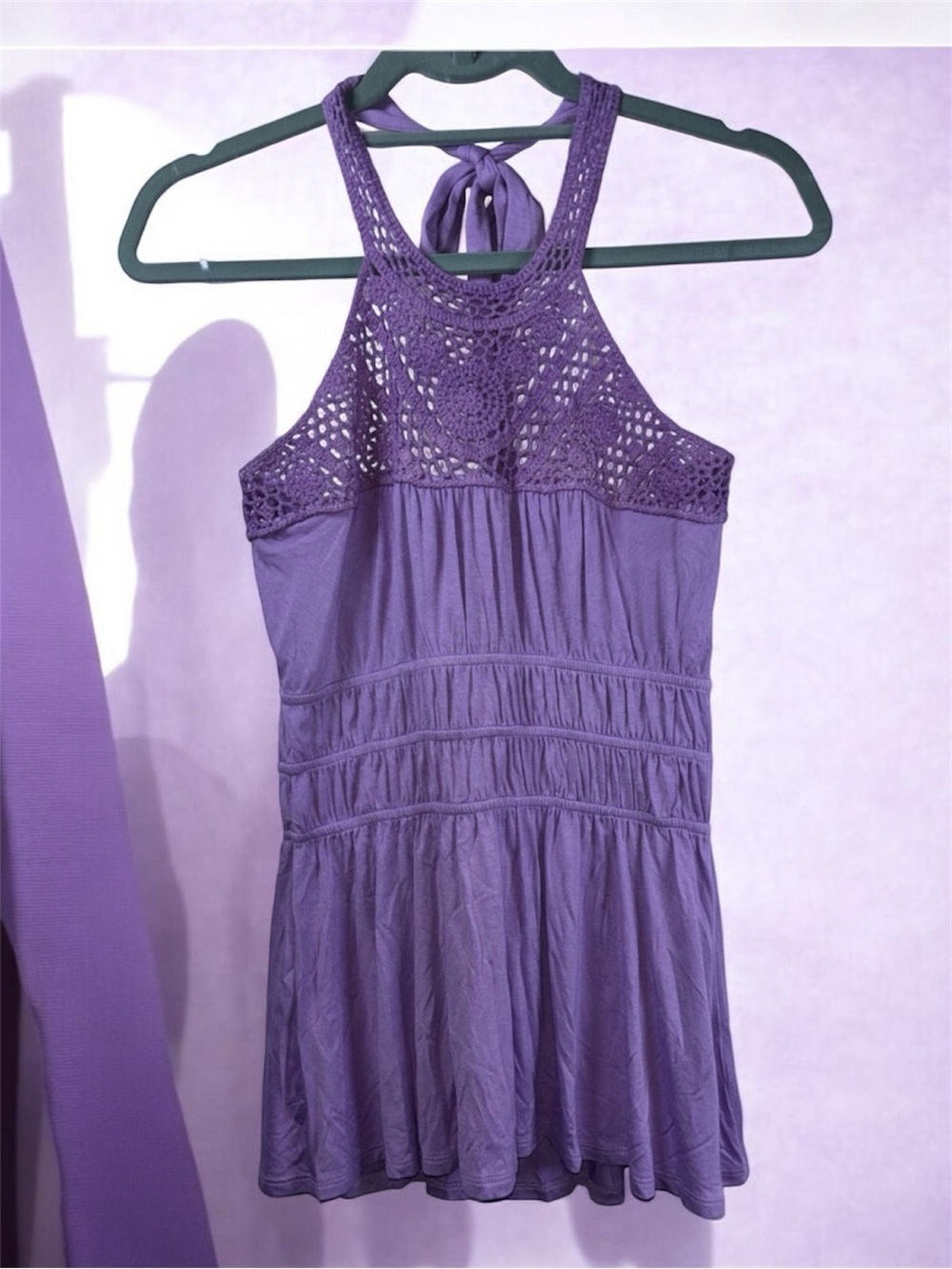 Rolla Coster Lavender Purple Crochet-Detail Women's Top